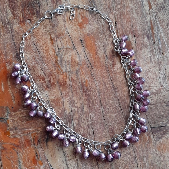 SOFT AMETHYST GLASS BEAD NECKLACE - Picture 1 of 6
